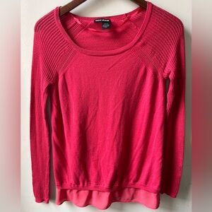DKNY dark pink sweater with textured arm sleeves. Size extra small.